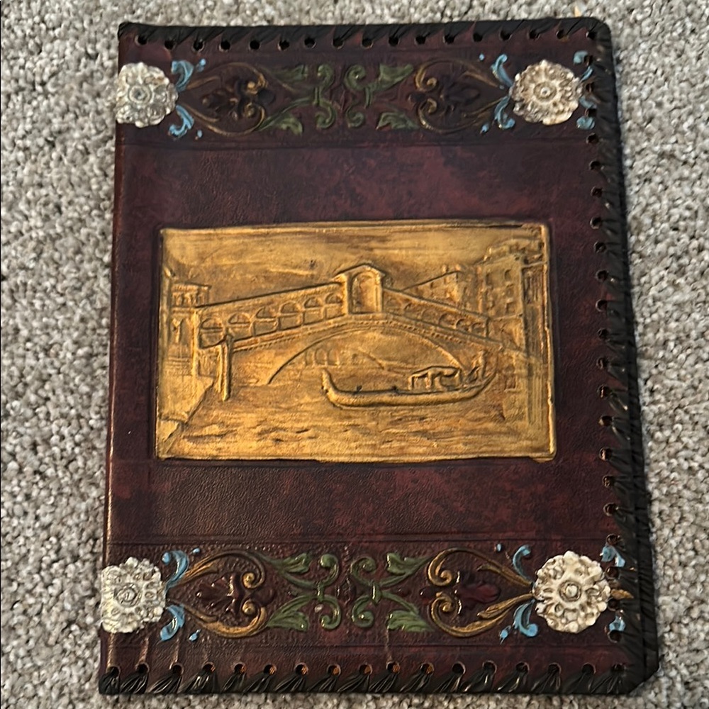Vintage Leather Cover with Gold Embossed Design